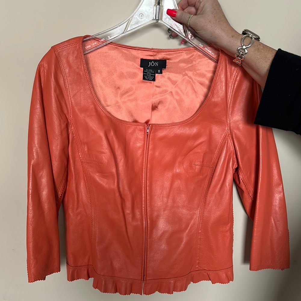 On Running butter-soft Coral Leather Zip-Front Jacket